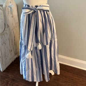 Blue and White Striped A-Line Skirt